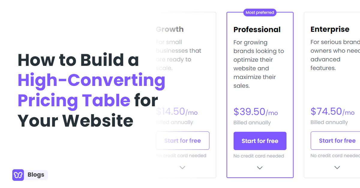 How to Build a High-Converting Pricing Table for Your Website