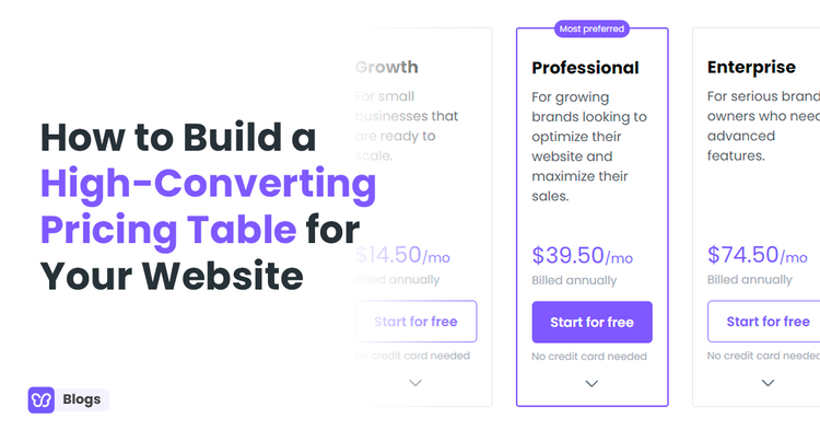 build a high-converting pricing table